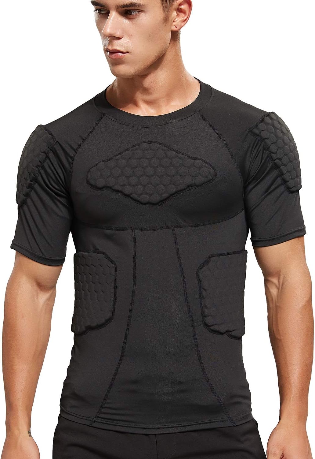 Zicac Men's Sports Shock Rash Guard Compression Padded Shirt Soccer Basketball Protective Gear Chest Rib Guards : Sports & Outdoors