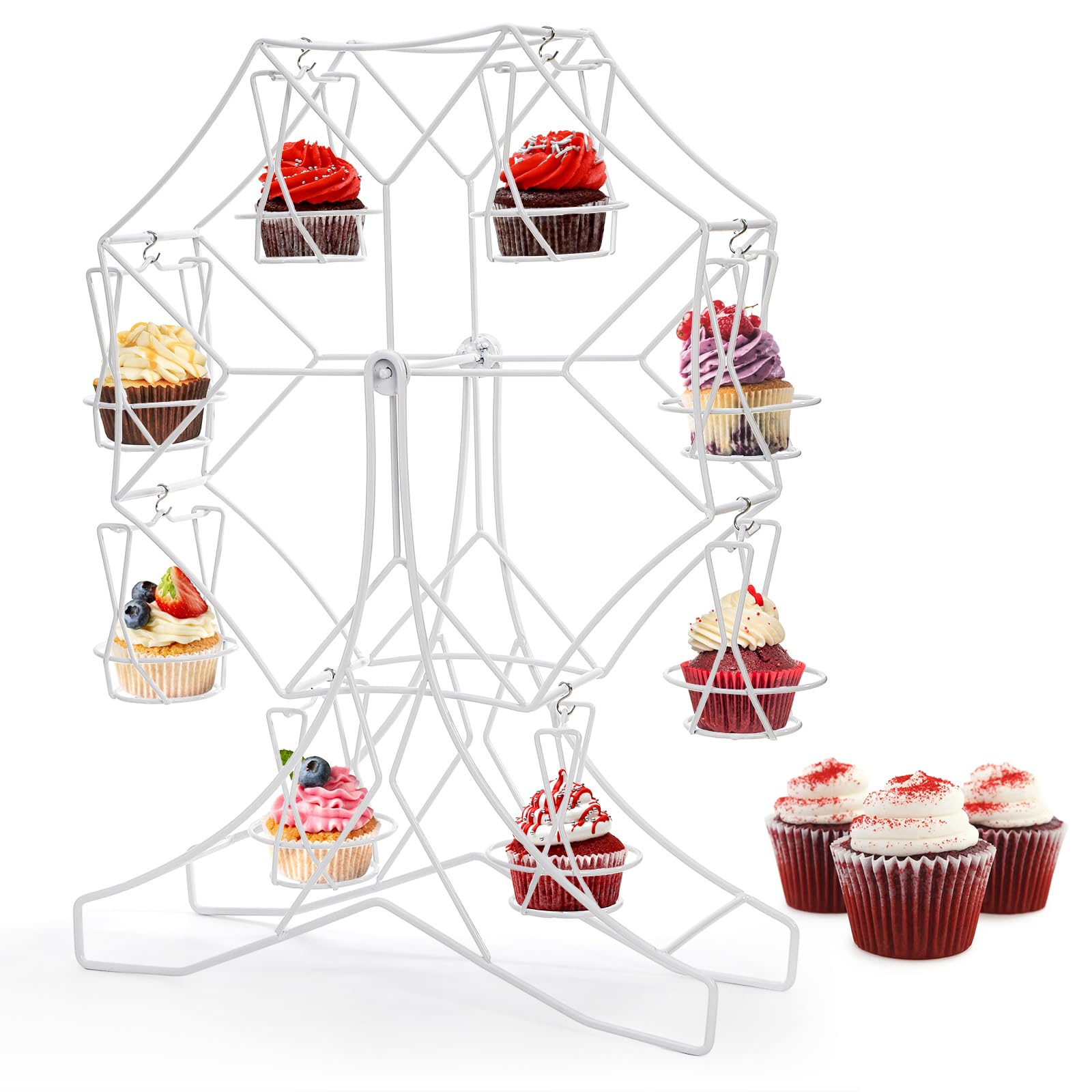 Photo 1 of SOUJOY Ferris Wheel Cupcake Stand, Decorative Cupcake Serving Holder for Birthday, Wedding, Carnival & Circus Theme Party, Metal Display Rack Fits 8 Cups of Small Muffins Pastries Treats Desserts