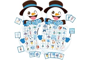 YQUQWN Winter Bingo Game, 24 Players Winter Snowman Bingo Cards Christmas Party Game for Family Classroom Office Holiday Favors Christmas Games Party Supplies