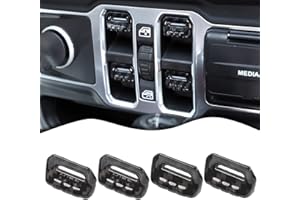 JECAR 4PCS Window Switch Button Cover Trim Carbon Fiber Interior Accessories for Jeep Wrangler JL JLU Gladiator JT 2018-2024