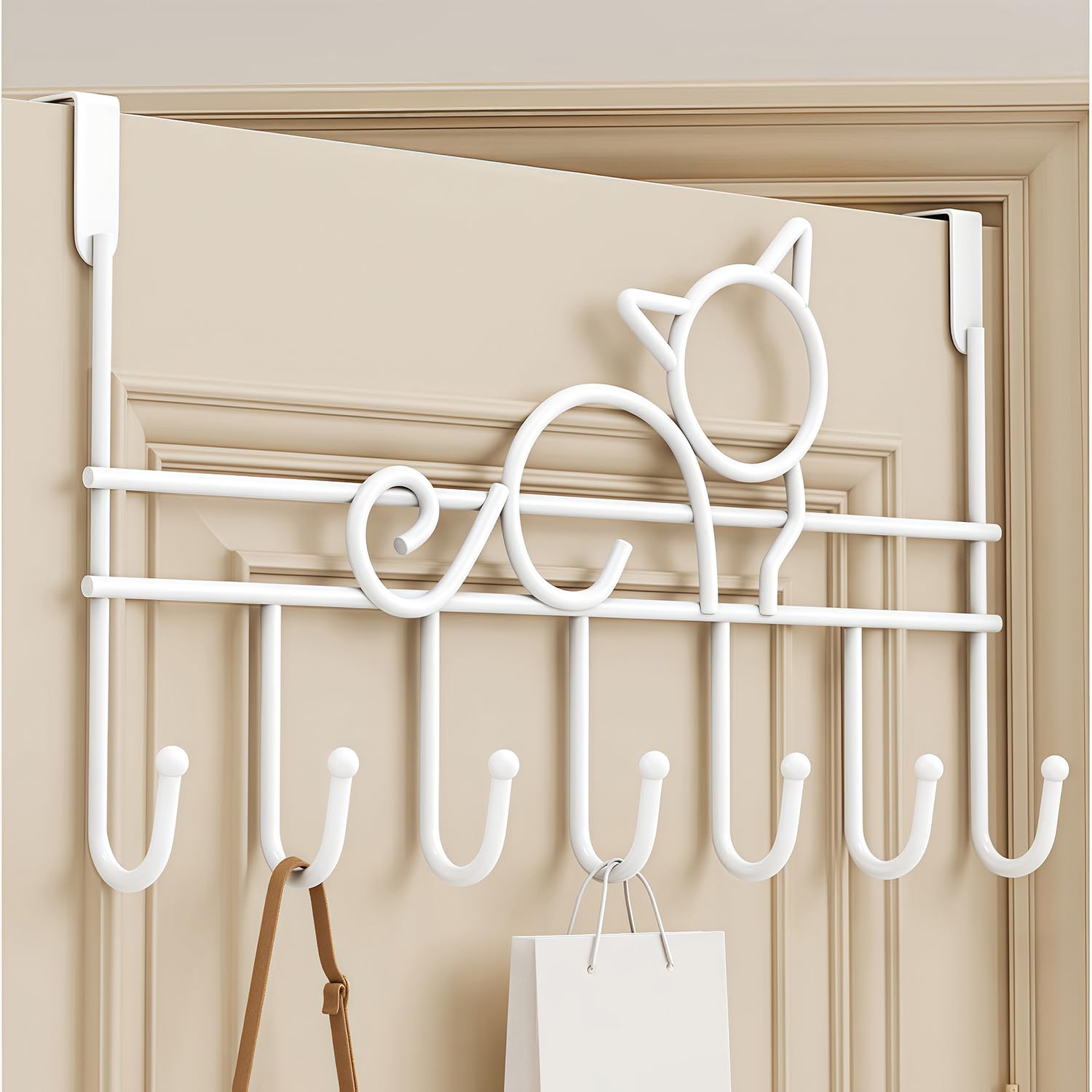 WBDXWB Over The Door Hook, Over Door Hanger for Coat, Towel, Bag, Robe (1 Pack, White)