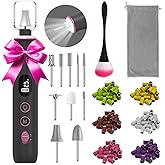 Electric Nail File, 10 Speeds Cordless Nail Drill with LED Light, Portable Manicure Pedicure Kit for Acrylic Gel Nails Thick Toenails Nail Grind, Hand Natural Nails Care - 10 Bits & 120 Sanding Bands
