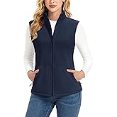 MAGCOMSEN Women's Fleece Vest Outerwear Sleeveless Lightweight Zip Jacket Warm Soft Hiking Running Vest Zipper Pockets