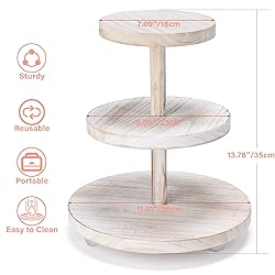 VIVIRBIEN 3 Tier Cupcake Stand Round,Wood Cake