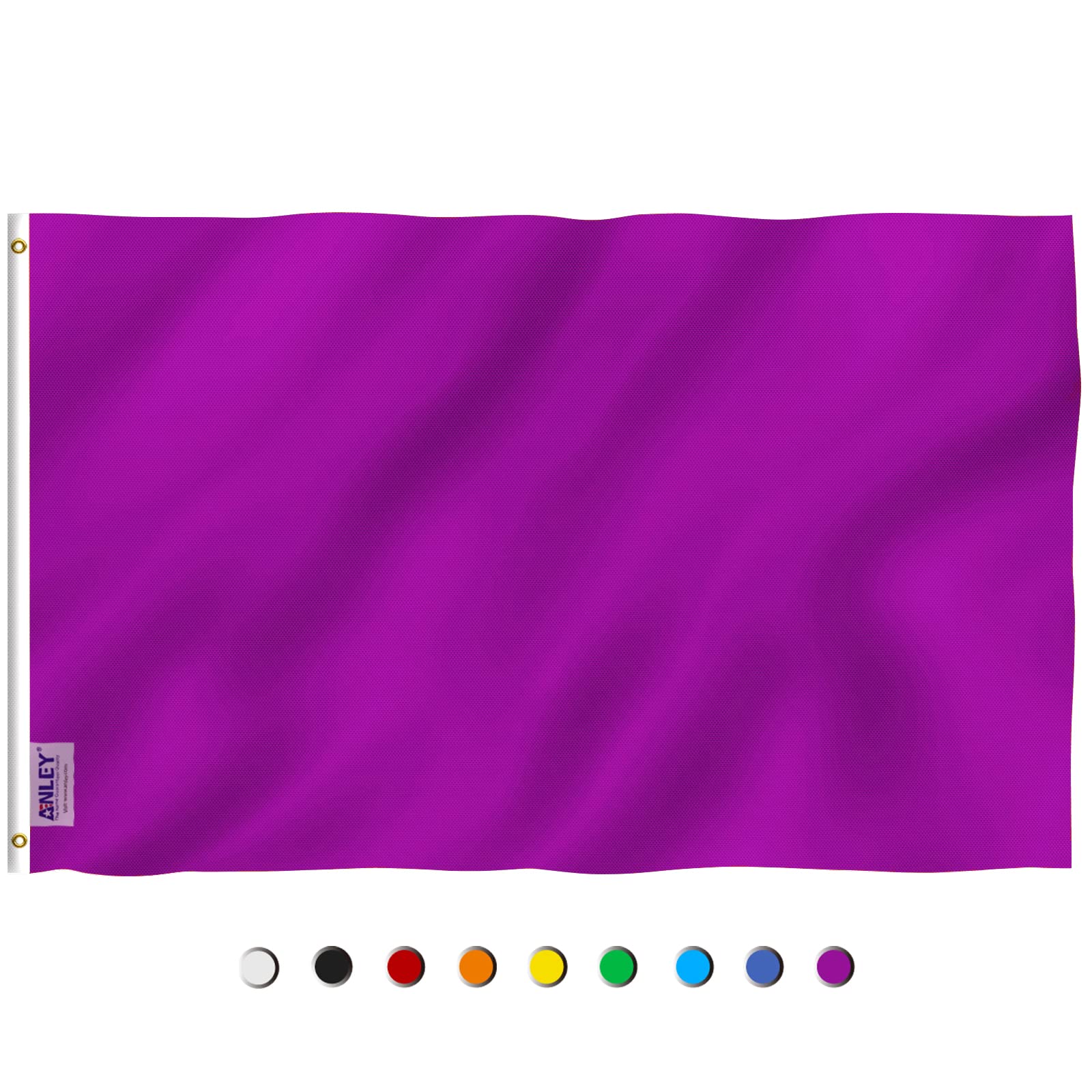 ANLEY Fly Breeze 3x5 Foot Solid Purple Flag - Vivid Color and UV Fade Resistant - Canvas Header and Double Stitched - Plain Purple Flags Polyester with Brass Grommets 3 X 5 Ft