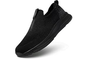POZVNN Men's Walking Shoes Casual Slip on Soft Sole Tennis Gym Running Sneakers Lightweight Breathable Mesh Workout Sports