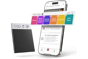 OEQ AI Voice Recorder,64GB Voice Recorder by App Control, AI Speech Processor with Simultaneous Interpretation &AI Real-timeTranscription Powered by ChatGPT, Smart Recorder Device,Black