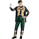 Men's Loki Costume | Officially Licensed MARVEL Adult Jumpsuit, Cape and Horned Headband for Halloween
