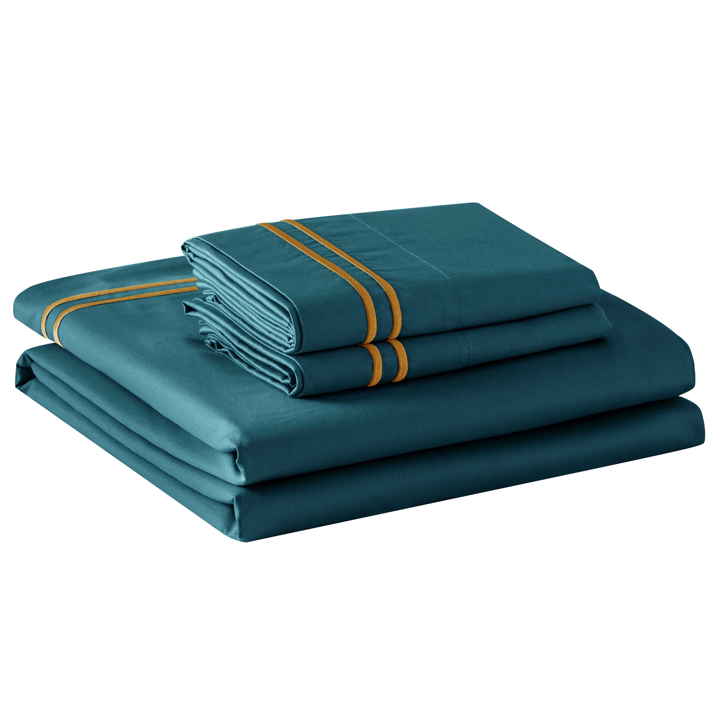 TOYABR Duvet Cover Set 3 Piece Bedding-60% cotton and 40% Tencel-2 Pillowcases +1 Duvet Cover-breathability & lightness（Emerald,230x220cm,50x75x2cm）