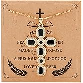 SOPIFY Cross Necklace for Women Diamond Cross Pendant Necklace Cubic Zirconia Crystal Birthstone Cross Necklace Religious Gifts for Women