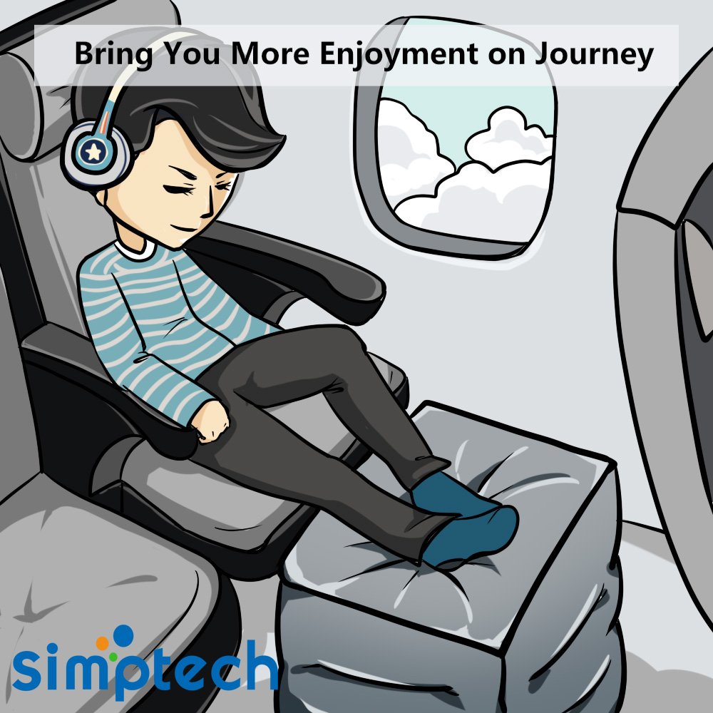 Fußstütze Reisekissen für Flugzeug, 2-in-1 Design, Höhenverstellbar, Aufblasbares Kissen für Kinder zum Hinlegen oder Schlafen bei Langstreckenflügen (2)