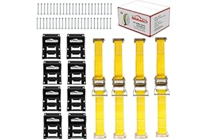Autofonder Vehicle Wheel Chock Tie Down kit 4500lb Break Strength Ultimate Heavy Duty Trailer Tire Straps System for ATV,UTV,