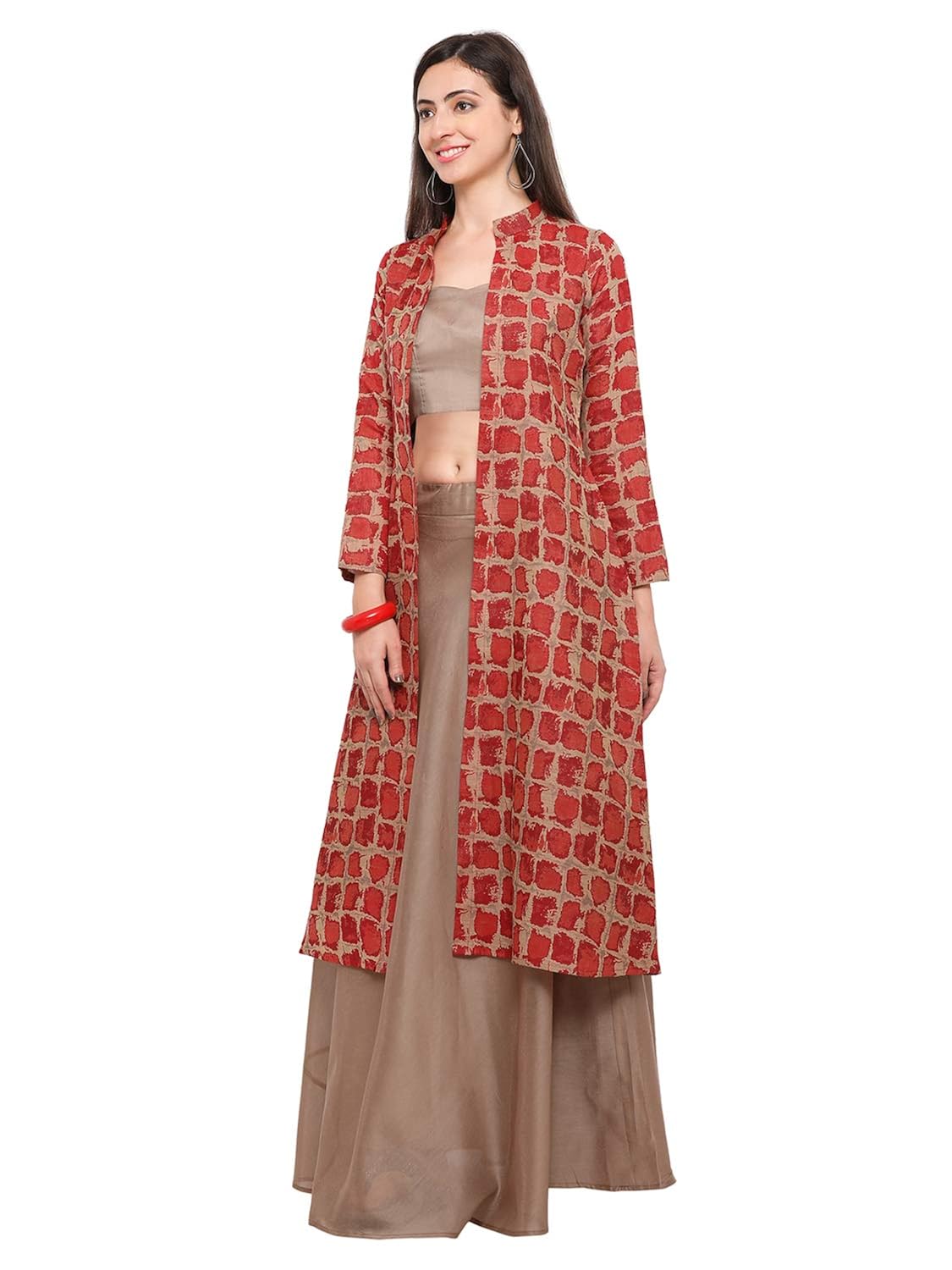 inddus green cotton woven jackets/shrug with full sleeve & round neck.