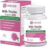 OMOGS Organic Milk Thistle, Herbal Liver Support Milk Thistle Supplement, with Dandelion Root, Glutathione, Berberine HCL &amp;Turmeric, Support Liver Cleanse Detox &amp; Repair, 90 Capsules