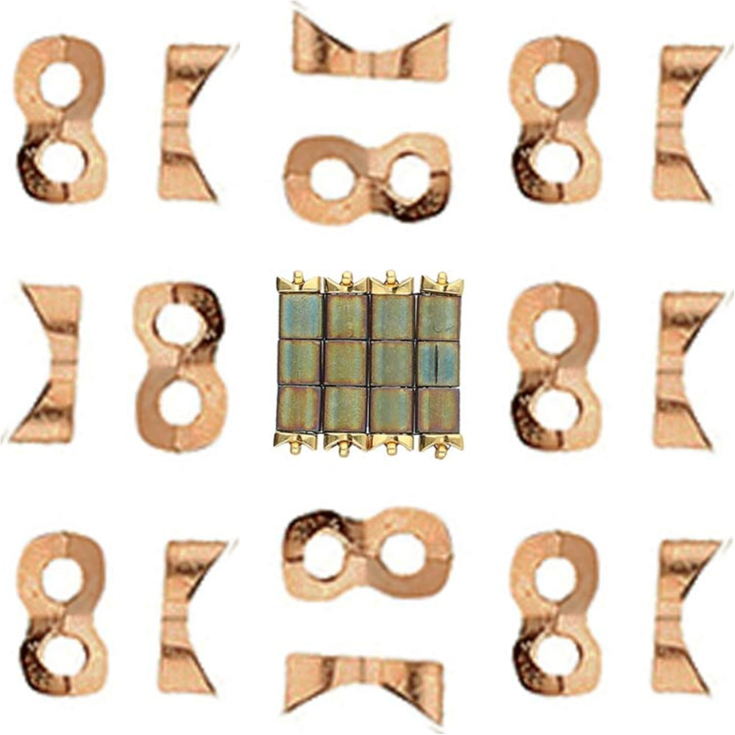 20 Tila Side Bead Findings. Quality Rose Gold Plated