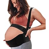 GLIDESMOOTH Pregnancy Belly Band, Shoulder Strap Belly Support Brace, Pregnancy Support Belt, Lightweight Abdominal Binder, for Abdomen, Black, Large, 1 Set