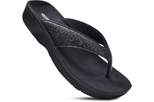 AEROTHOTIC Slip On Recovery Footwear Plantar Fasciitis Flip Flops for Women Yoga Mat Outdoor Walking Beach Ladies Arch Support Summer Thong Dressy Casual Sandals Comfortable Vacation Essentials