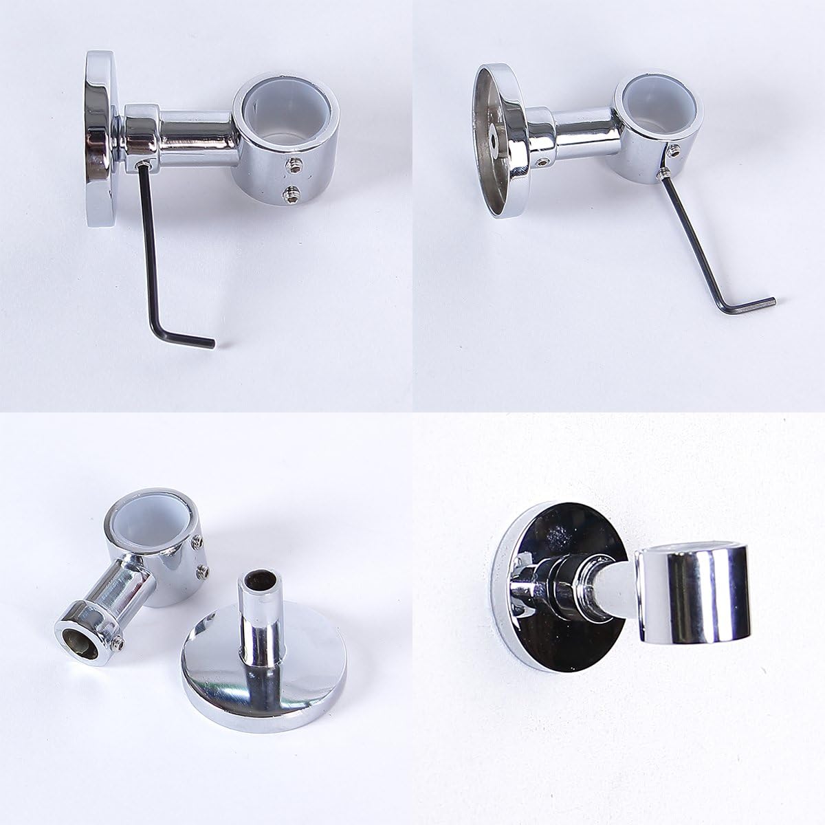 Wall Bracket for Shower Fitting Wall Bar Brass (WHFS02), Chrome - Image 5