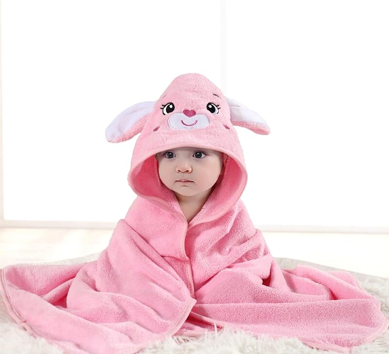HiABsee Ultra Soft Hooded Baby Towel 80x80cm Rabbit Animal Design