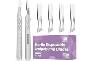 MEDSPO Professional Stainless Steel Disposable Set of 10 count Scalpels #3 handle && 100 count Individually packed #10R Dermaplane Blades -10R Scalpel Blades Dermaplaning for Precision Skincare & Smooth Skin