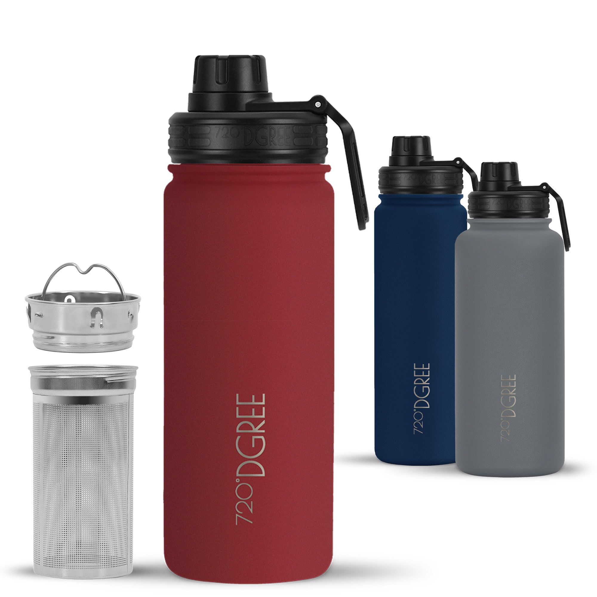 720°DGREE Vaccum Insulated Water Bottle + Infuser “noLimit“ - 530ml - Leakproof, BPA-Free, Thermo Stainless Steel Flask - Carbonated Drinks, Sports, School, Travel, Hiking, Outdoor +Sports-Cap