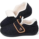 V.Step Orthopedic Slipper with Arch Support for Women Men,Wide Slip on House Shoes for Plantar Fasciitis Pain Relief Adjustable Strap Slipper with Indoor Outdoor Soft Velvety Cotton Lining Moccasin