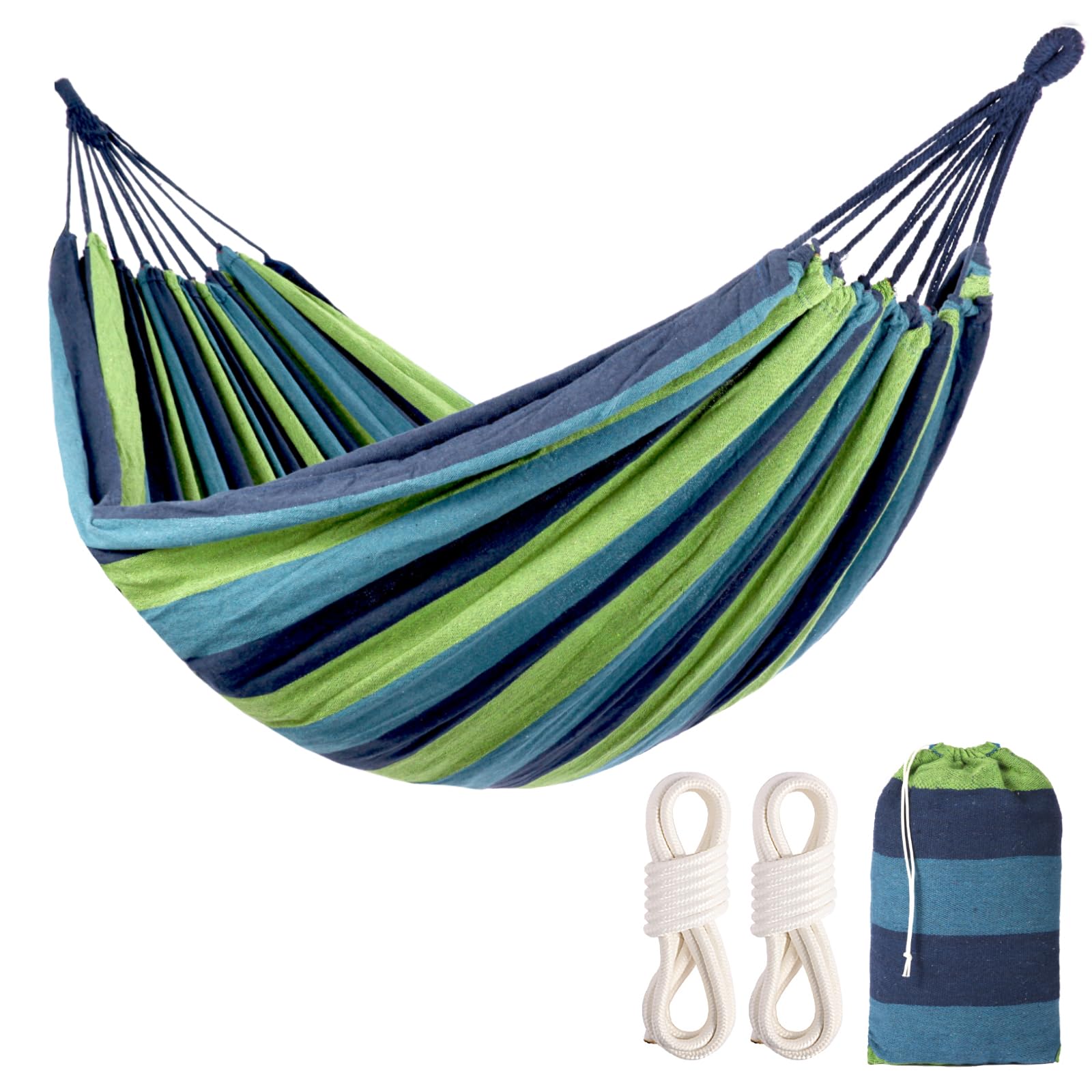 Photo 1 of LIEVIM Camping Hammocks for Backyard Hanging Sturdy Garden Comfortable Fabric Hammock Indoor Tree Straps Up to 616lbs Weight Capacity with Travel Bag for Camping Portable Outdoor Patio (Cyan)