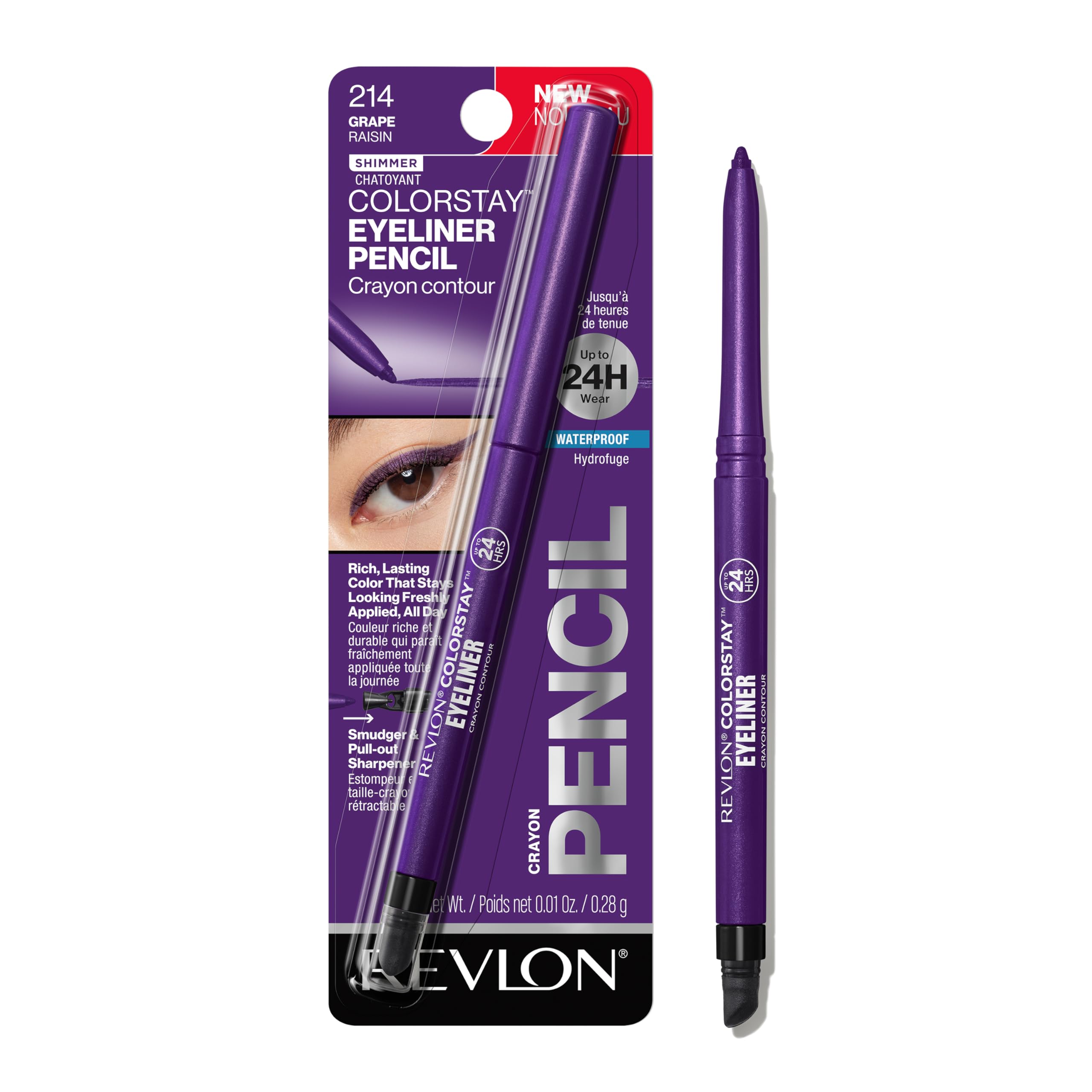 Photo 1 of REVLON ColorStay Pencil Waterproof Eyeliner, Smudge-Proof, Eye Makeup with Built-In Sharpener, 214 Grape, 0.01 oz