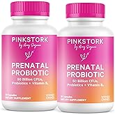 Pink Stork Prenatal Probiotics for Women - Vitamin B6, Prebiotics, Morning Sickness, Gut Microbiome, Pregnancy Probiotic, Immune Support, Pregnancy Must Haves - 60 Capsules
