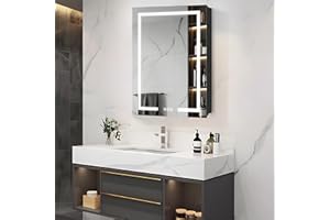 AXOTEXE Black Medicine Cabinet with LED Mirror 32”x24”,LED Lighted Medicine Cabinet Mirror with Sockets,USB&Type-C,Anti-Fog,D