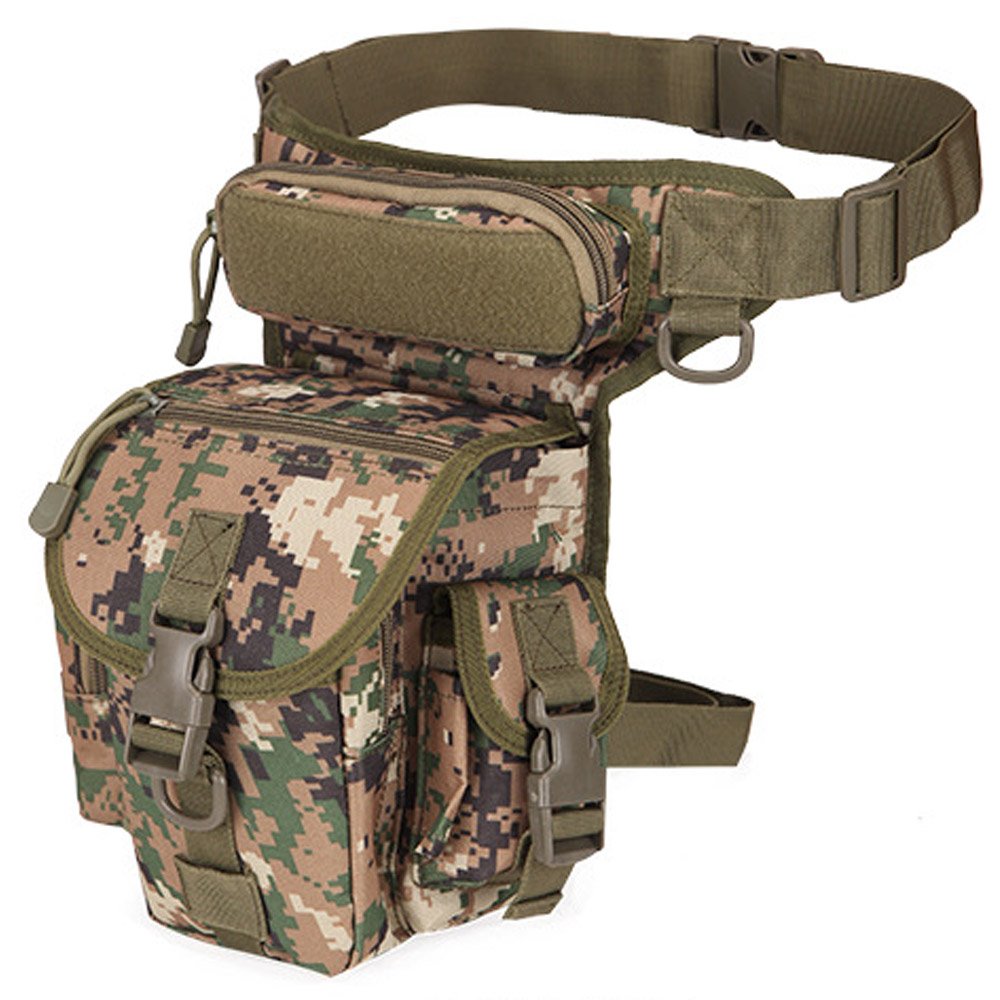 Rullar Multifunctional Waist Bag Hiking Tactical Military Leg Bag Running Backpack Outdoor Camping Motorcycle Bike Bicycle, Jungle Digital, 5