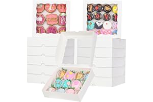 TEMLQPACK 15pcs 8x8x2 Inches White Cookies Boxes Packaging Bakery Boxes Chocolate Covered Strawberries Boxes Cakesickle Boxes Browines Boxes Chocolate Truffle Boxes for Christmas