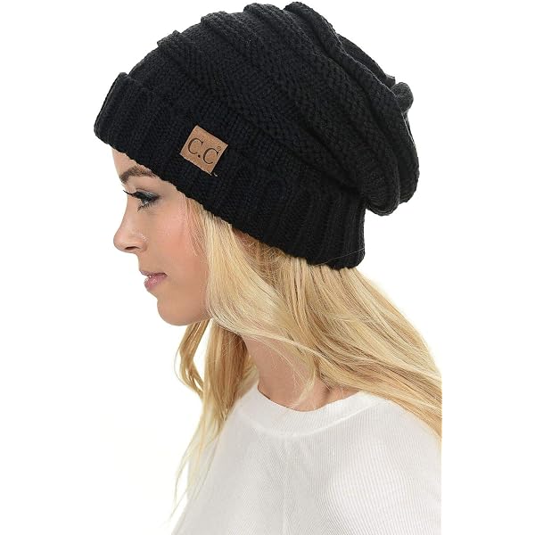 Women\'s Slouchy B2 Navy Beanie Winter Warm Chunky Soft Skull Cable Knit Hat Cap ANGELA & WILLIAM Winter Warm Thick Cable Knit Slouchy Skull  main image 4