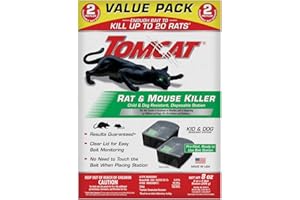 Tomcat Rat and Mouse Killer Disposable Stations for Indoor/Outdoor Use: Child and Dog Resistant, Pre-Filled, Easy Monitoring, 2-Pack