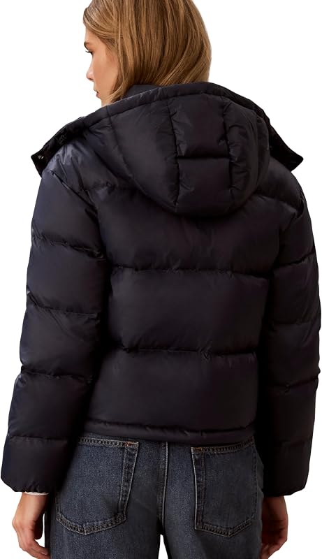 Damen Pufferjacke Essential Short Down mit Kapuze, Blau (Blue Nights), S