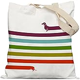 APJYM Funny Long Dachshund Canvas Tote Bag, Dachshund Gifts for Dachshund Lover Women, Reusable Grocery Shopping Bags
