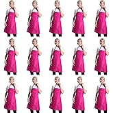 TSD STORY Pink Plain Bib Aprons Bulk for Women Men Adult with 2 Front Pockets (Hot Pink,15pcs), 60x70cm