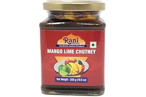 RANI BRAND AUTHENTIC INDIAN PRODUCTS Rani Mango Lime Chutney (Indian Preserve) 10.5oz (300g) Glass Jar, Ready to eat, Vegan ~ Gluten Free, All Natural, NON-GMO