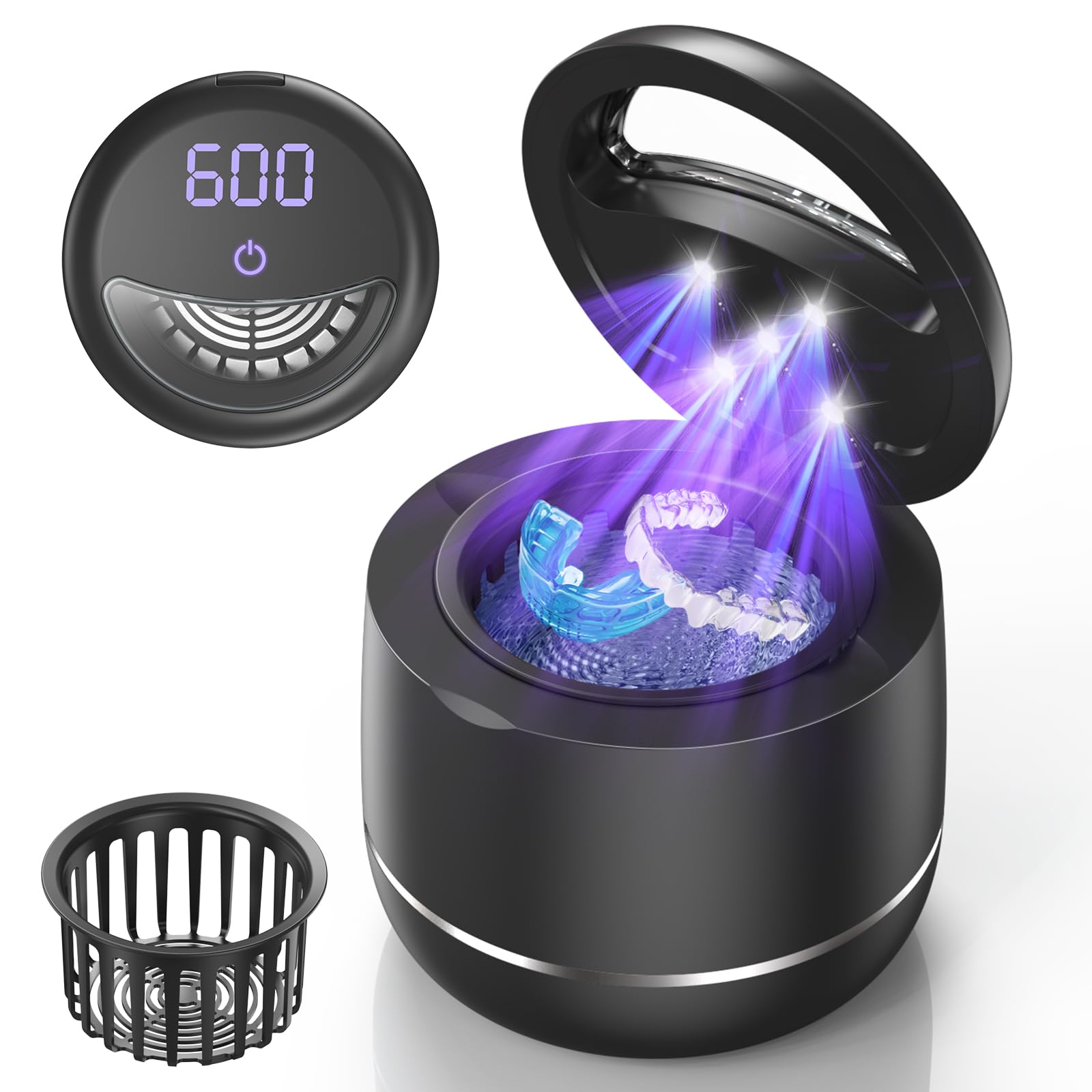 Photo 1 of Miorcols Ultrasonic Retainer Cleaner, 48kHz Denture Cleaner Machine with Dual Mode Digital Timer for Braces, Night Guard, Mouthguard, Toothbrush, Jewelry, 7.8OZ Dental Cleaning Pod