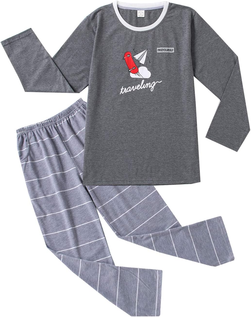 BYX SweetLeisure Big Boys Pajamas Loose Cotton Top Bottom Lounge Teens Sleepwear Size 10 12 14 16