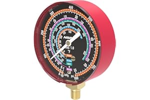 Navac Manifold Head - High Side HVAC Gauges for Pro and Pro Plus Manifold Gauges, Precision Refrigerant Gauge with 3 1/8 Inch