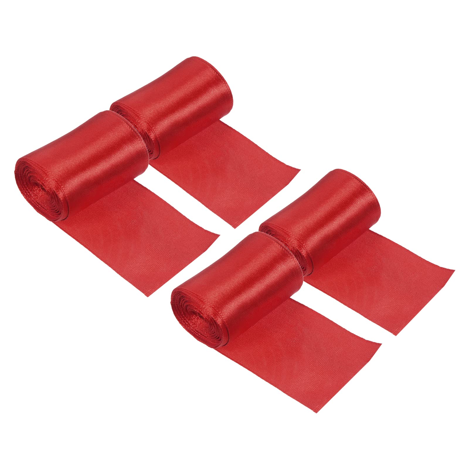 PATIKIL Finish Line Satin Ribbon 5cm 5m/16.4ft, 4 Pack Polyester Fabric Tape for Outdoor Athletics Sprint Running Race Sport, Red