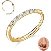 limerencia G23 Titanium Nose Ring Hoop,8mm/10mm Cubic Zirconia Nose Ring Cartilage Hoop Earring Septum Ring Tragus Conch Helix Daith Lip Piercing Jewelry for Women Men