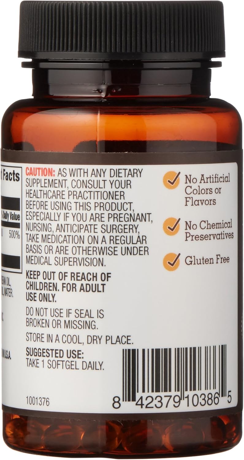 Amazon Elements Vitamin D3, 5000 IU, 180 Softgels, 6 Month Supply