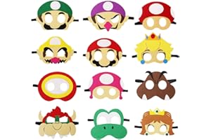 NUOMAN 12 Pack Felt Masks Kids Themed Party Supplies for Party Favors for Cartoon Masks Boys Girls Birthday Gift Soft Felt with 12 Different Types