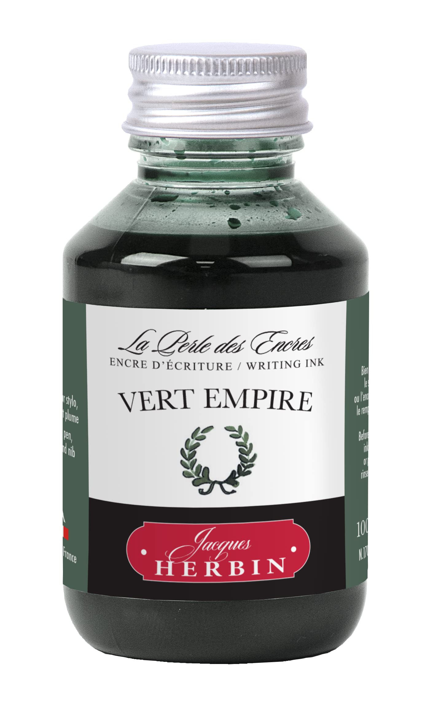 Jacques Herbin 17039T - Writing ink bottle 100ml - Fountain pens, roller pens - Vert Empire - Painting - Drawing - Calligraphy - Creative - Arts & Crafts