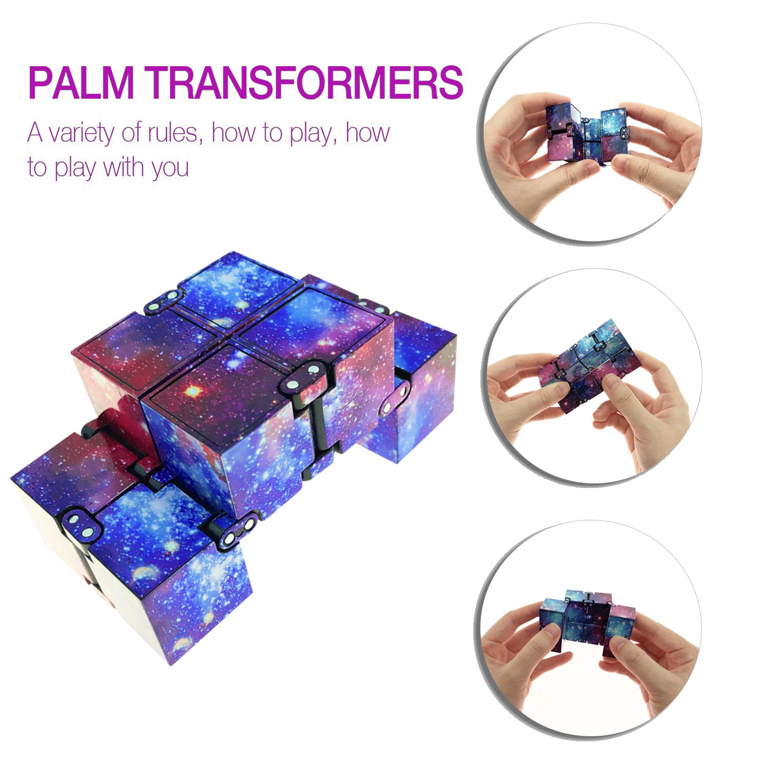 Yomiie Infinity Cube Fidget Toy for Adults and Kids, Fidget Finger Toy Stress and Anxiety Relief, Killing Time Unique Idea Cool Mini Gadget Spinner for ADD/ADHD/OCD