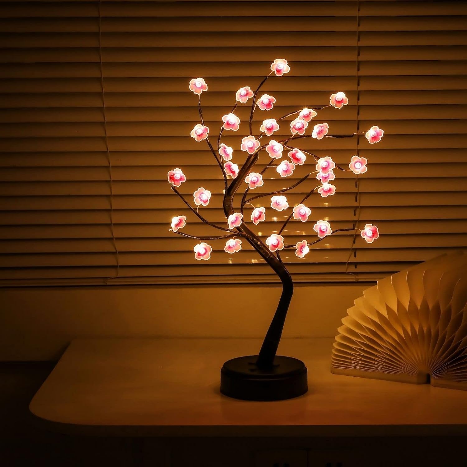 Trees - Cherry Blossom Tree Lamp, 18inch 36 Led Bonsai Tree Lights, Battery/USB Operated Japanese Decor Night Lights for Bedroom Home Christmas New Year Party Gift Idea