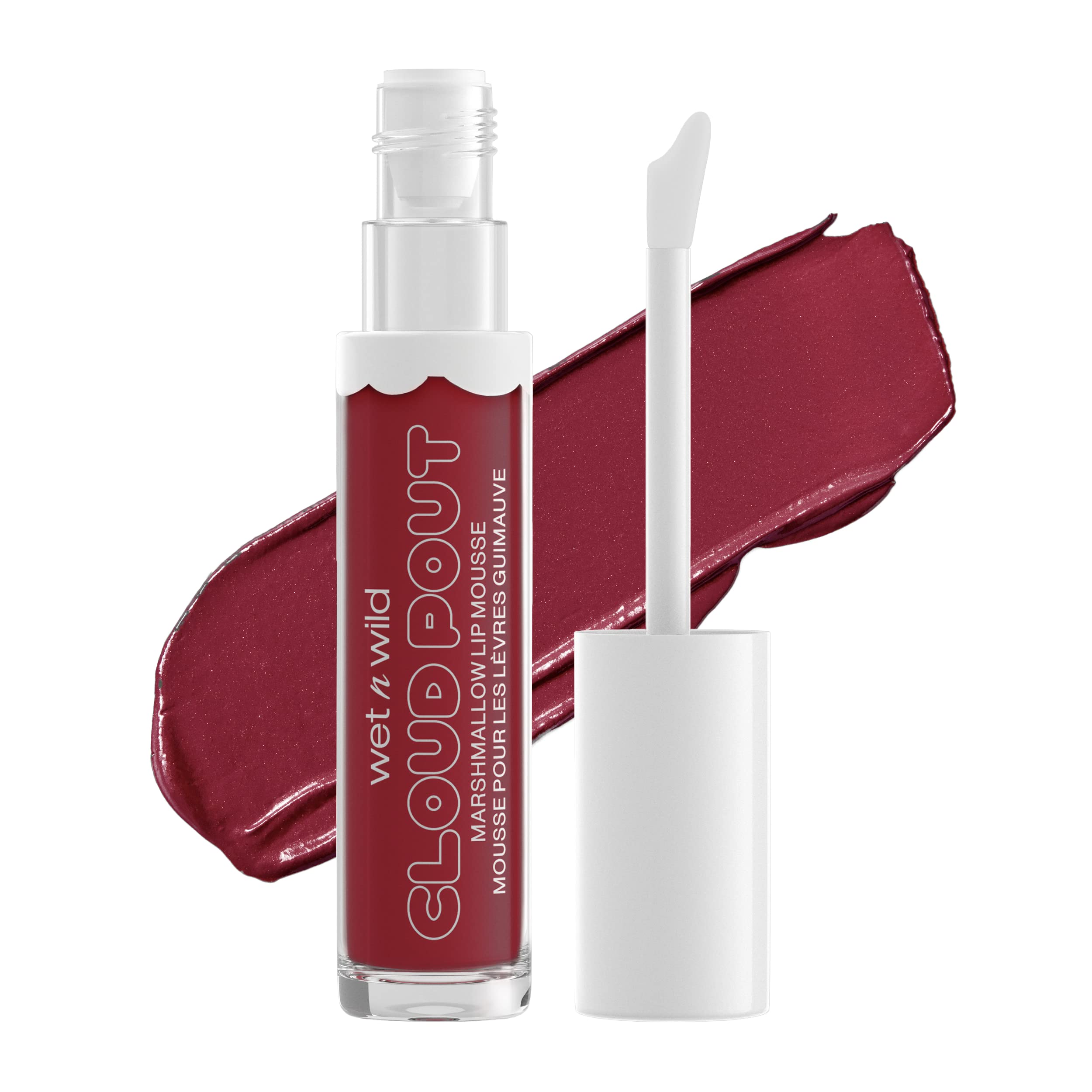Wet 'n' Wild, Cloud Pout Marshmallow Lip Mousse, Matte Liquid Lipstick, Non-Drying and Long-Lasting Formula, with Argan Oil, Avocado Oil and Vitamin E, I'M On Cloud Wine