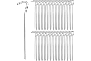 Besitu 9 Inches Tent Stakes Heavy Duty (50-Pack), 5mm Diameter Ground Stakes with Sharpe End for Outdoor Decorations Metal Stakes Tent Pegs for Inflatables, Tarp, Yard Lawn Decor